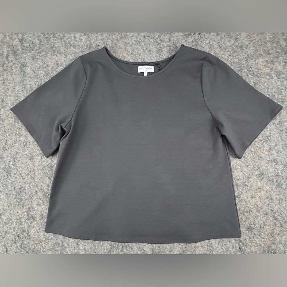 Ripley Rader | Ponte Knit Short Sleeve Top‎ Extended | Size XS (1) | Grey